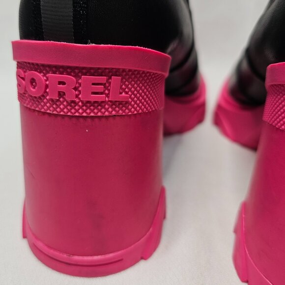 Sorel Brex Heel Chelsea Waterproof High Heel Black Boot Hot Pink Womens Size 7.5 - Picture 7 of 12